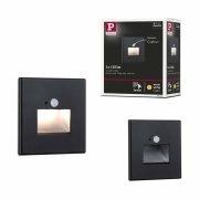 LED Wandeinbauleuchte Edge Quadro Schwarz eckig 2700K mit PIR-Sensor für Geräteeinbaudose mit ⌀ 68mm