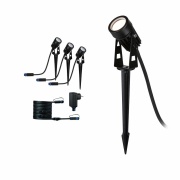 Plug & Shine LED Gartenstrahler Warmweiß Basisset  IP65 3000K 3x3,5W  21VA Schwarz