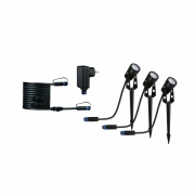 Plug & Shine LED Gartenstrahler Warmweiß Basisset  IP65 3000K 3x3,5W  21VA Schwarz