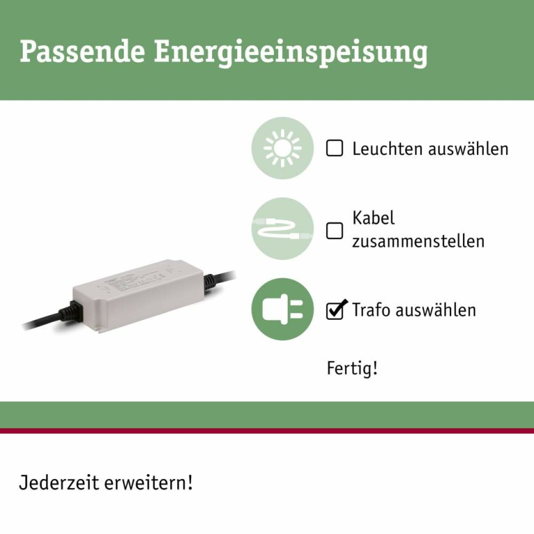 Paulmann Paulmann Plug & Shine Einspeisung Trafo 75W 24V DC IP67 Anthrazit