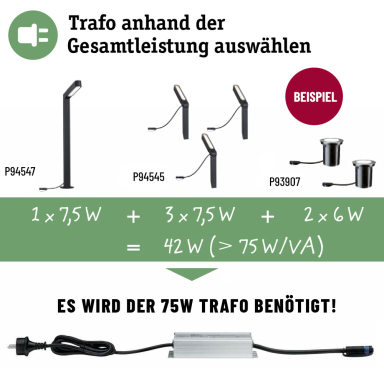 Paulmann Paulmann Plug & Shine Einspeisung Trafo 75W 24V DC IP67 Anthrazit