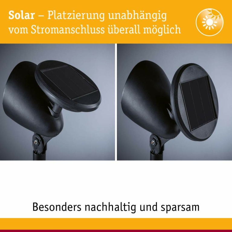 Paulmann Solar LED Spot Solena IP44 3000K 2lm Schwarz