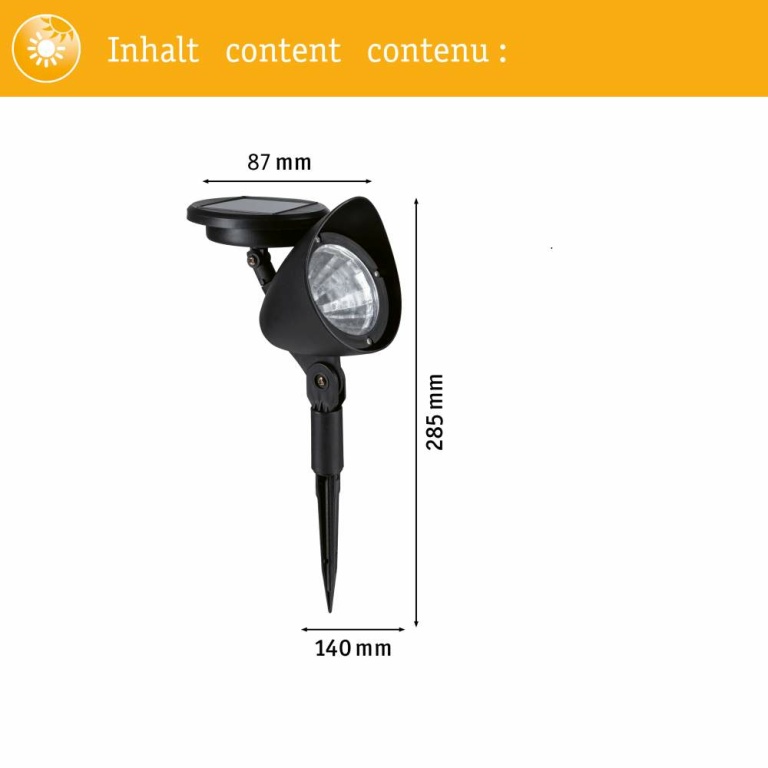 Paulmann Solar LED Spot Solena IP44 3000K 2lm Schwarz