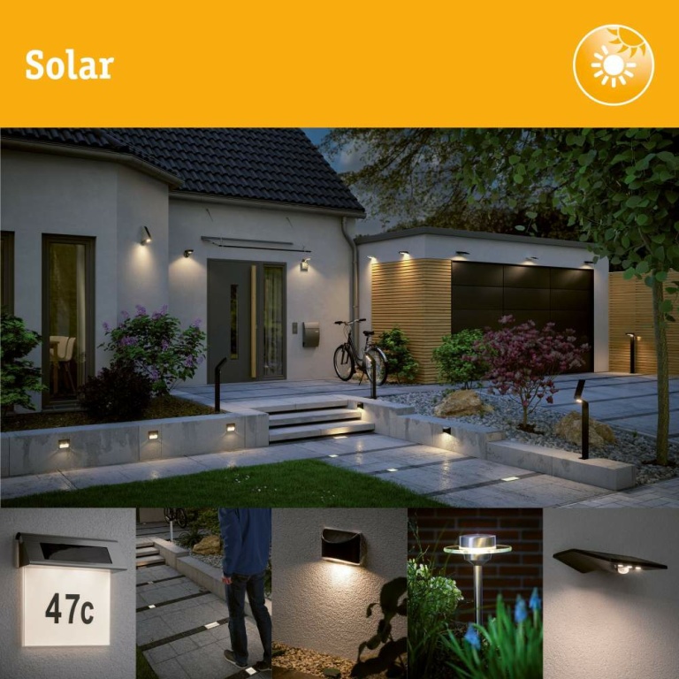 Paulmann Solar LED Spot Solena IP44 3000K 2lm Schwarz