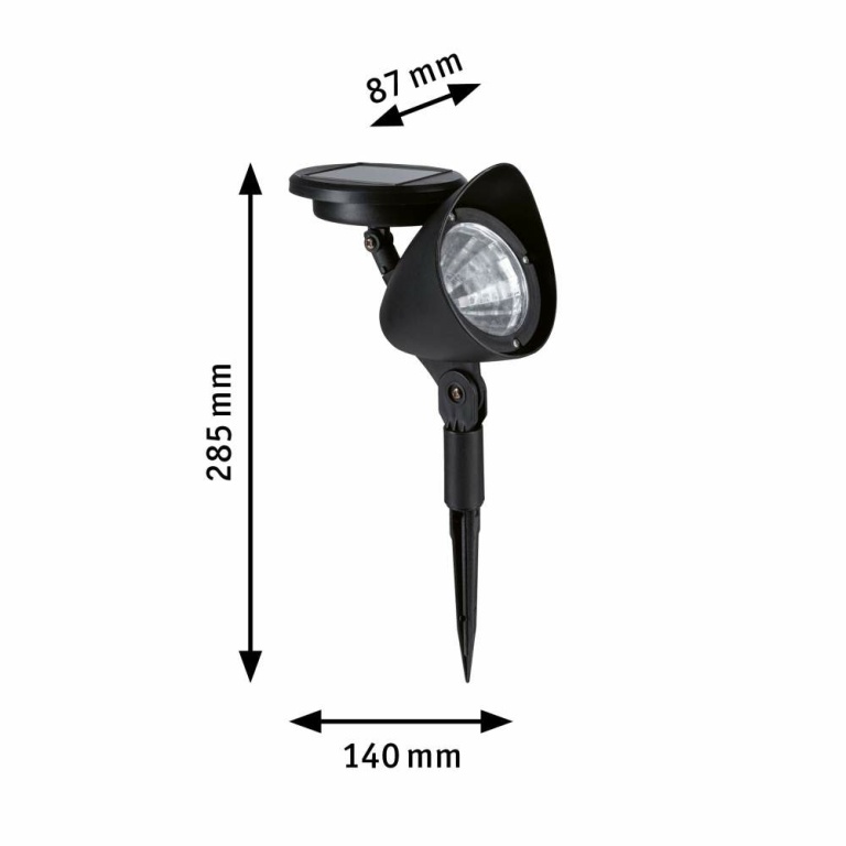 Paulmann Solar LED Spot Solena IP44 3000K 2lm Schwarz