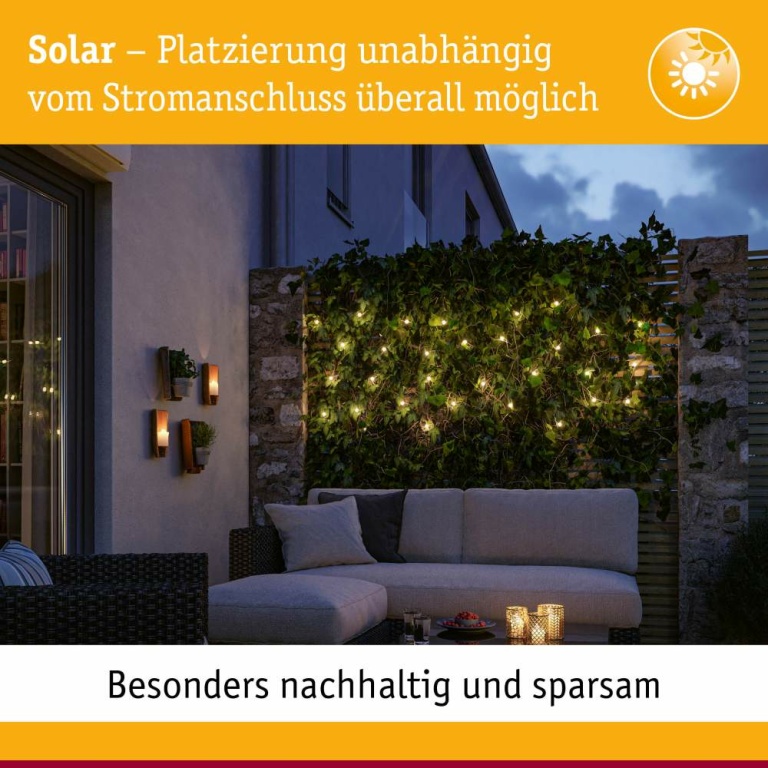 Paulmann Solar Lichterkette Soala IP44 3000K 1lm/m Schwarz