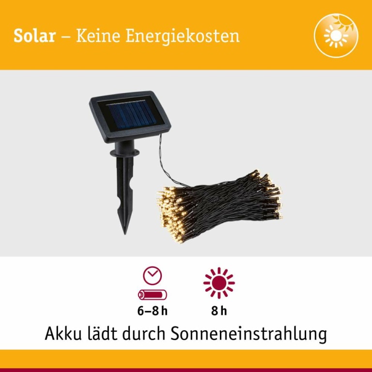 Paulmann Solar LED-Lichterkette Aurinka 21,9 m IP44 3000K Schwarz