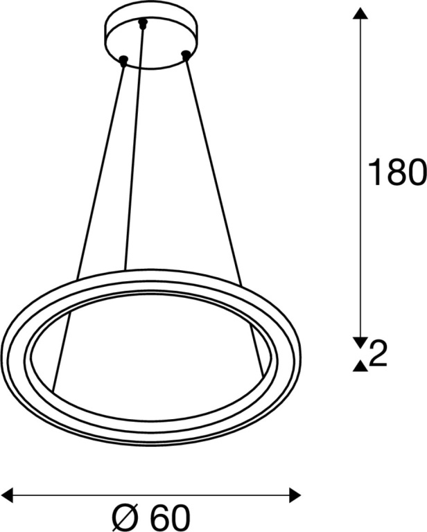 SLV ONE FLAT PD, single, Pendelleuchte, Pendellänge 180cm, 2700/3000K, PHASE, messing