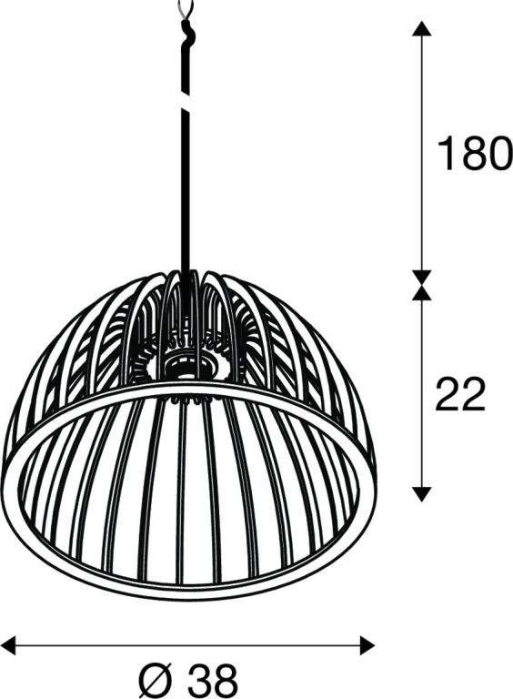 SLV WUD, Pendelleuchte, E27, half round, offenes Kabelende, 1 x max. 60W, schwarz