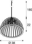 WUD, Pendelleuchte, E27, half round, offenes Kabelende, 1 x max. 60W, schwarz