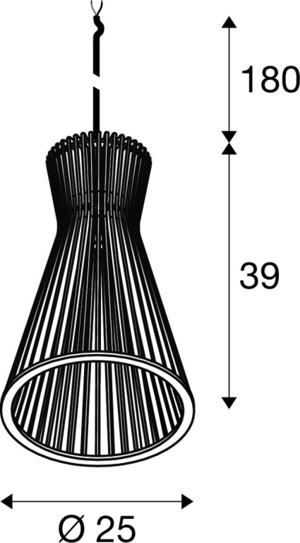 SLV WUD, Pendelleuchte, E27, conical, offenes Kabelende, 1 x max. 60W, schwarz