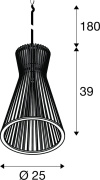 WUD, Pendelleuchte, E27, conical, offenes Kabelende, 1 x max. 60W, schwarz