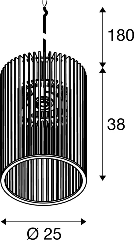 SLV WUD, Pendelleuchte, E27, cylindrical, offenes Kabelende, 1 x max. 60W, schwarz