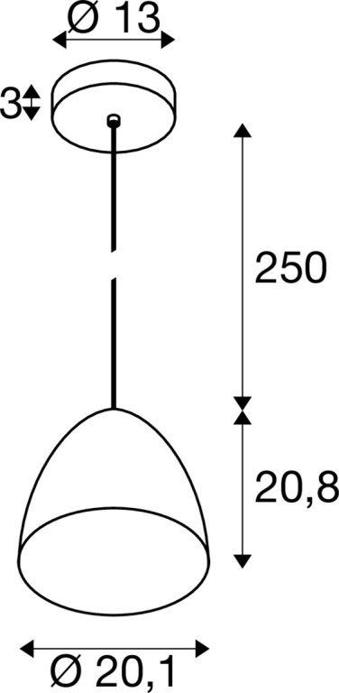 SLV PARA CONE 30, Pendelleuchte, Pendellänge 250cm, E27, 1x max. 60W, schwarz / gold