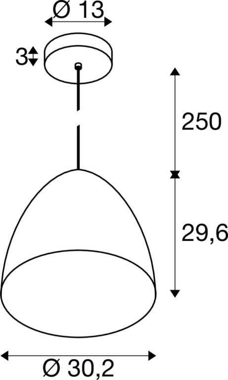 SLV PARA CONE 20, Pendelleuchte, Pendellänge 250cm, E27, 1x max. 60W, schwarz / gold