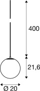 SUN 20, Pendelleuchte, E27, offenes Kabelende, 1x max. 40W, matt gold