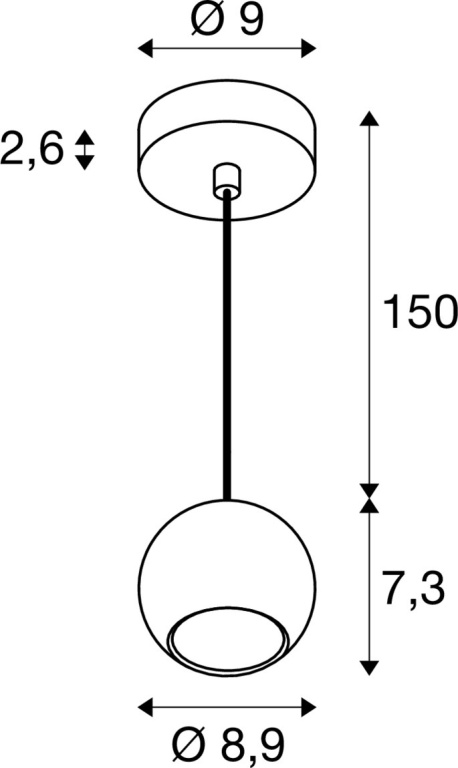 SLV LIGHT EYE® 90, Pendelleuchte, GU10, Pendellänge 150cm, 1x max. 6W, matt schwarz