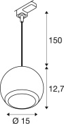 LIGHT EYE® 150, 3 Phasen  Pendelleuchte, GU10, Pendellänge 150cm, 1x max. 13W, matt weiß