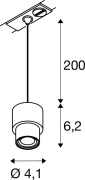 PURI 2.0 Basic, 1 Phasen  Pendelleuchte, GU10, Pendellänge 200cm, 1x max. 6W, schwarz