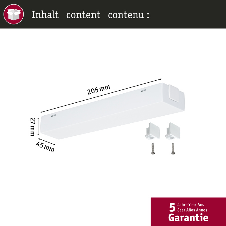 Paulmann URail Einspeisung Mitte Reinweiß RAL 9010 max. 1000W