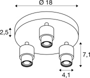 PURI 2.0 Basic, Wand- und Deckenaufbauleuchte, rund, 3 x max. 6W GU10, weiß