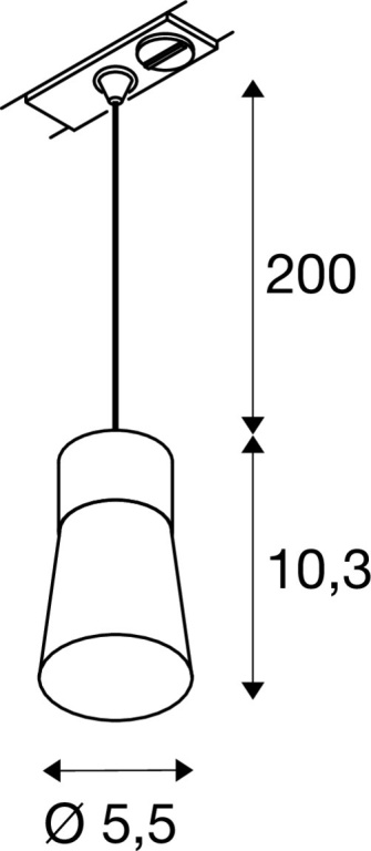 SLV PURI 2.0 Cone, 1 Phasen  Pendelleuchte, GU10, Pendellänge 200cm, 1x max. 6W, schwarz