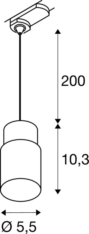 SLV PURI 2.0 Tube, 3 Phasen  Pendelleuchte, GU10, Pendellänge 200cm, 1x max. 6W, schwarz