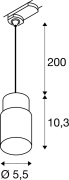 PURI 2.0 Tube, 3 Phasen  Pendelleuchte, GU10, Pendellänge 200cm, 1x max. 6W, schwarz