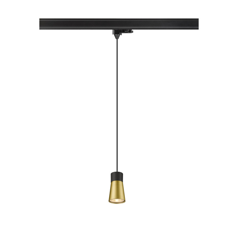 SLV PURI 2.0 Cone, 3 Phasen  Pendelleuchte, GU10, Pendellänge 200cm, 1x max. 6W, schwarz / gold