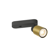 PURI 2.0 Tube, Wand- und Deckenaufbauleuchte, Schalter, rechteckig, 1x max. 6W GU10, schwarz / gold