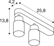 PURI 2.0 Tube, Wand- und Deckenaufbauleuchte, asymmetrisch, 2 x max. 6W GU10, schwarz / gold