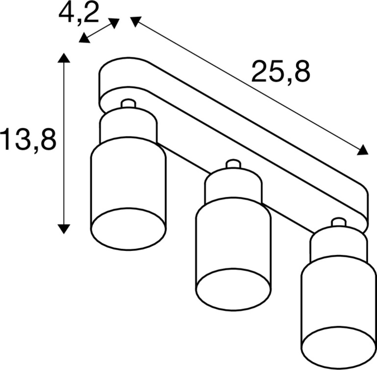 SLV PURI 2.0 Tube, Wand- und Deckenaufbauleuchte, long, 3 x max. 6W GU10, schwarz / gold