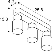 PURI 2.0 Tube, Wand- und Deckenaufbauleuchte, long, 3 x max. 6W GU10, schwarz / gold