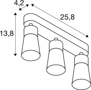 PURI 2.0 Cone, Wand- und Deckenaufbauleuchte, long, 3 x max. 6W GU10, schwarz