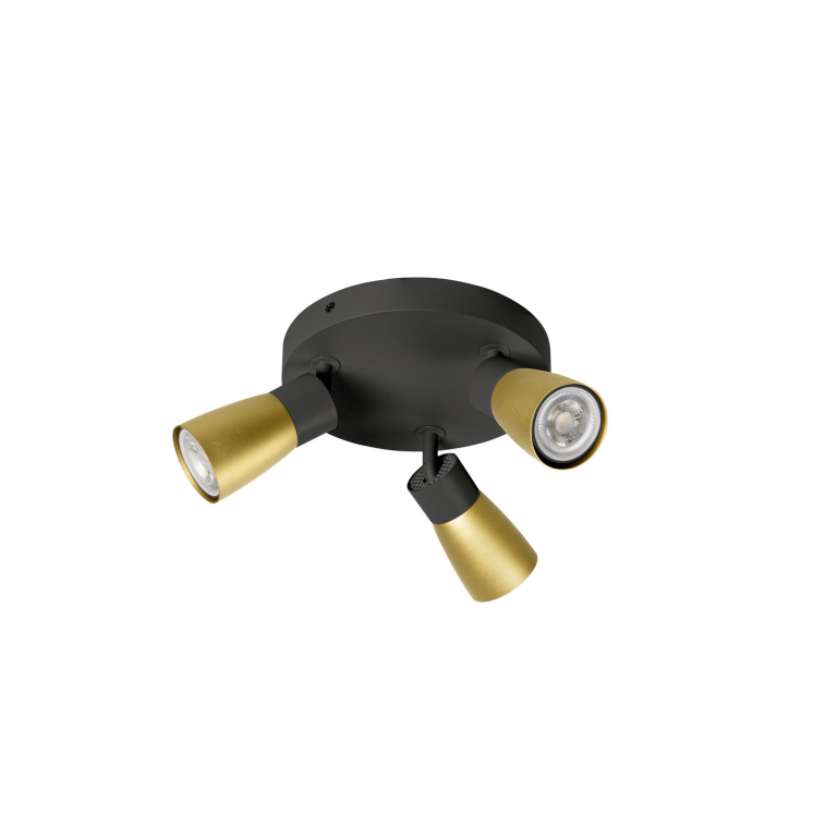 SLV PURI 2.0 Dome, Wand- und Deckenaufbauleuchte, rund, 3 x max. 6W GU10, schwarz / gold