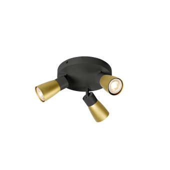 SLV PURI 2.0 Dome, Wand- und Deckenaufbauleuchte, rund, 3 x max. 6W GU10, schwarz / gold