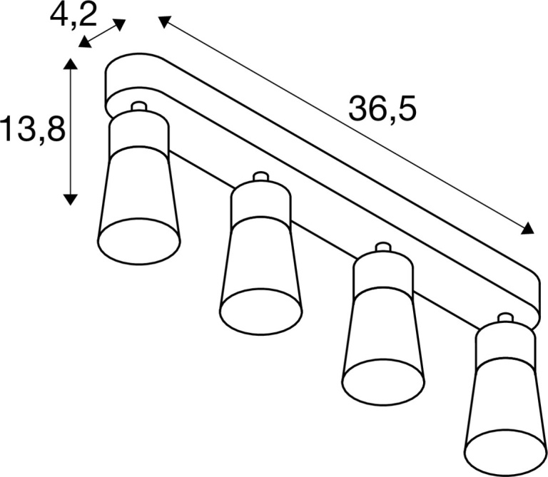 SLV PURI 2.0 Cone, Wand- und Deckenaufbauleuchte, long, 4 x max. 6W GU10, weiß