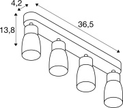 PURI 2.0 Dome, Wand- und Deckenaufbauleuchte, long, 4 x max. 6W GU10, schwarz