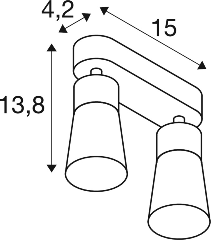 SLV PURI 2.0 Cone, Wand- und Deckenaufbauleuchte, long, 2 x max. 6W GU10, schwarz