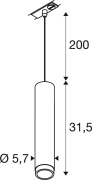 GRIP! L, 1 Phasen  Pendelleuchte, GU10, Pendellänge 200cm, 1x max. 6W, weiß / schwarz