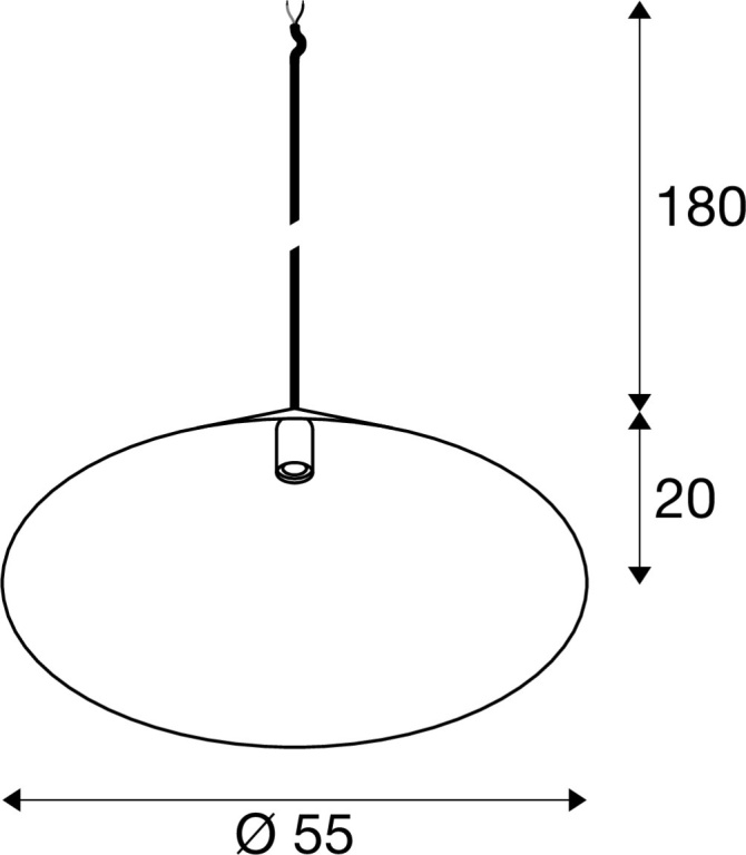 SLV MAGICO 55, Pendelleuchte, E27, Pendellänge 180cm, 1x max. 10W, matt schwarz