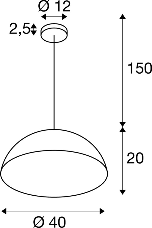 SLV FORCHINI M 40, Pendelleuchte, E27, Pendellänge 150cm, 1x max. 40W, matt schwarz / matt gold