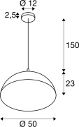 FORCHINI 50, Pendelleuchte, E27, Pendellänge 150cm, 1x max. 40W, matt schwarz / matt gold