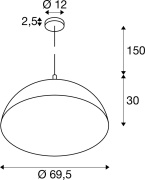 FORCHINI 70, Pendelleuchte, E27, Pendellänge 150cm, 1x max. 40W, matt schwarz / matt gold