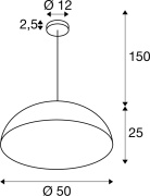 FORCHINI M 50, Pendelleuchte, E27, Pendellänge 150cm, 1x max. 40W, matt schwarz / matt gold