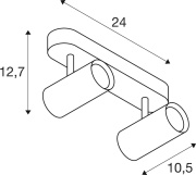 NOBLO®, Wand- und Deckenaufbauleuchte, double, rund, 3000K, 12W, PHASE, 32°, schwarz