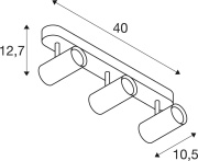 NOBLO®, Wand- und Deckenaufbauleuchte, triple, rund, 2700K, 19W, PHASE, 32°, schwarz