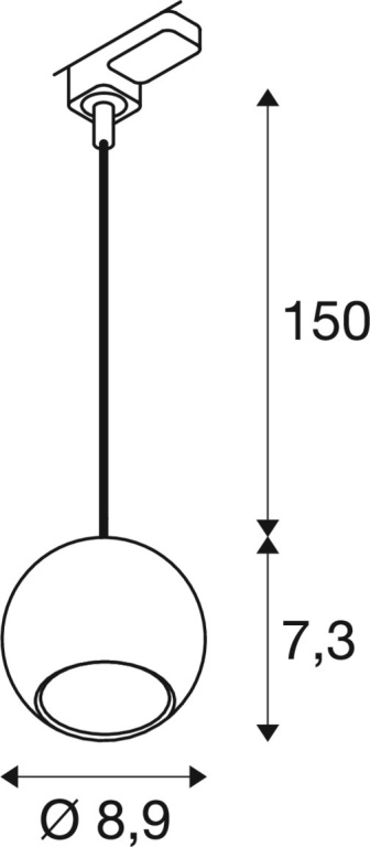 SLV LIGHT EYE® 90, 3 Phasen  Pendelleuchte, GU10, Pendellänge 150cm, 1x max. 6W, matt schwarz