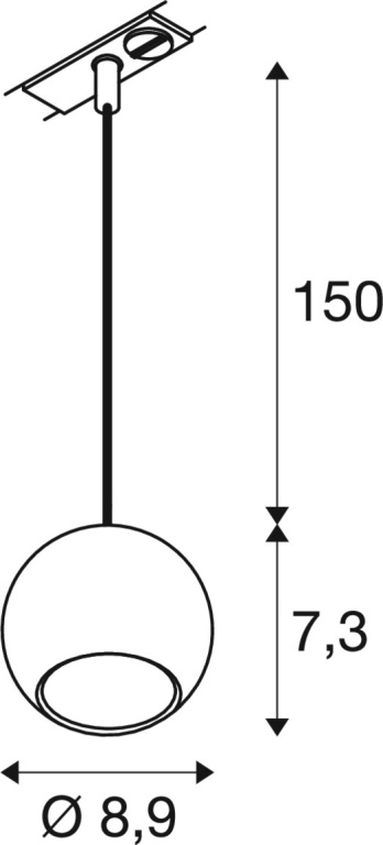 SLV LIGHT EYE® 90, 1 Phasen  Pendelleuchte, GU10, Pendellänge 150cm, 1x max. 6W, matt schwarz