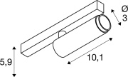 GRIP! S, 48V Spot, zylindrisch, 2000-3000K, 9.8W, DALI, Dim-to-Warm, 29°, weiß / schwarz